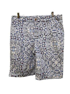 CHICOS So Slimming Girlfriend Shorts  Womens Size 16 Blue Paisley Bermudas